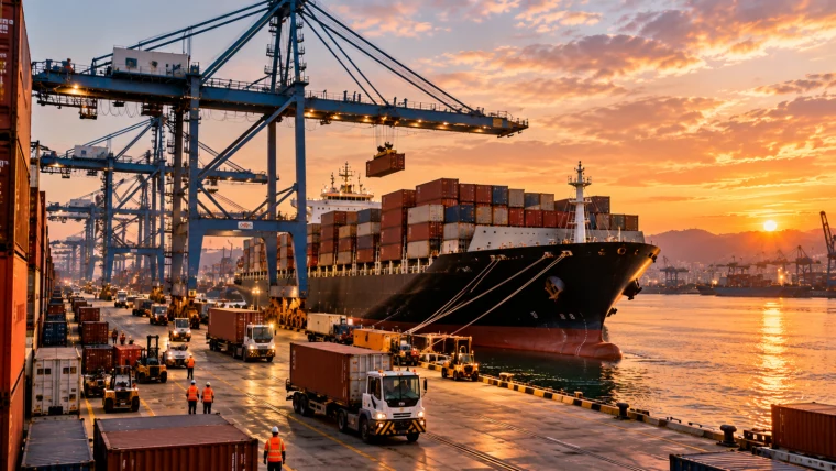 Portacontenedores operando en un puerto peruano durante la temporada alta de fin de año